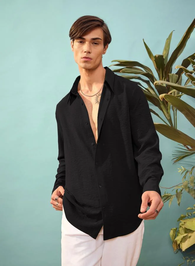 Mascln Sassafras Textured Relaxed Fit Shirt by Styli
