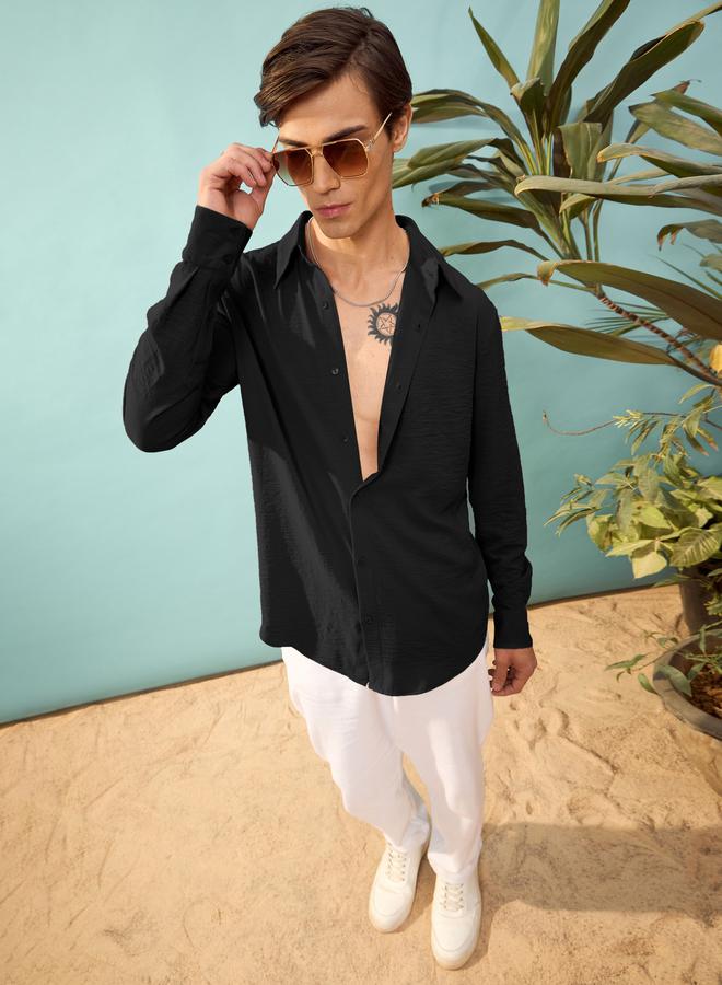 Mascln Sassafras Textured Relaxed Fit Shirt by Styli - Image 2