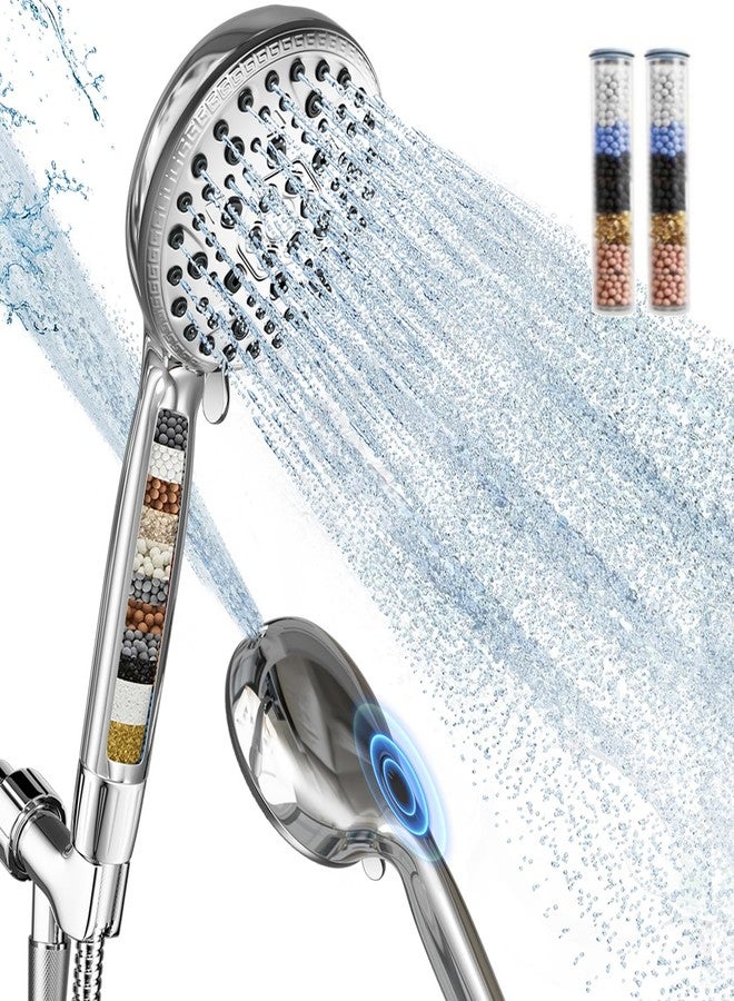 xianshengle Shower Head with Handheld, Shower Heads High Pressure, Shower Head with Filter-Hand Held Showerhead Set,7 Modes Filtered Showerhead with 59″Replacement Hose/Bracket/Filters (Chrome) - Image 1