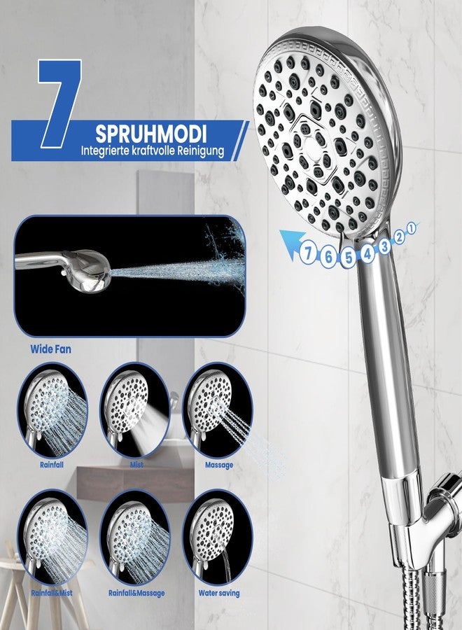 xianshengle Shower Head with Handheld, Shower Heads High Pressure, Shower Head with Filter-Hand Held Showerhead Set,7 Modes Filtered Showerhead with 59″Replacement Hose/Bracket/Filters (Chrome) - Image 2