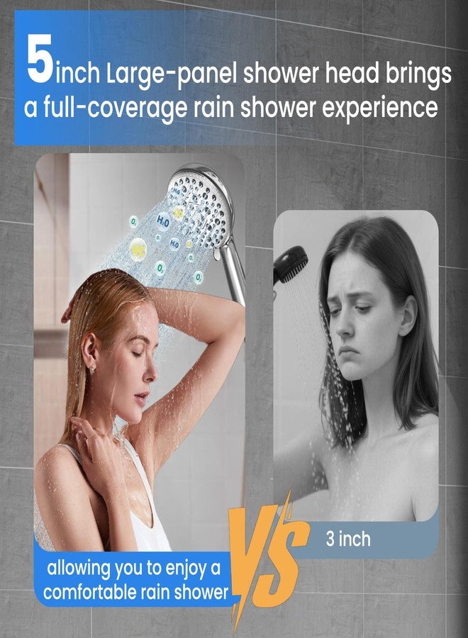 xianshengle Shower Head with Handheld, Shower Heads High Pressure, Shower Head with Filter-Hand Held Showerhead Set,7 Modes Filtered Showerhead with 59″Replacement Hose/Bracket/Filters (Chrome) - Image 3