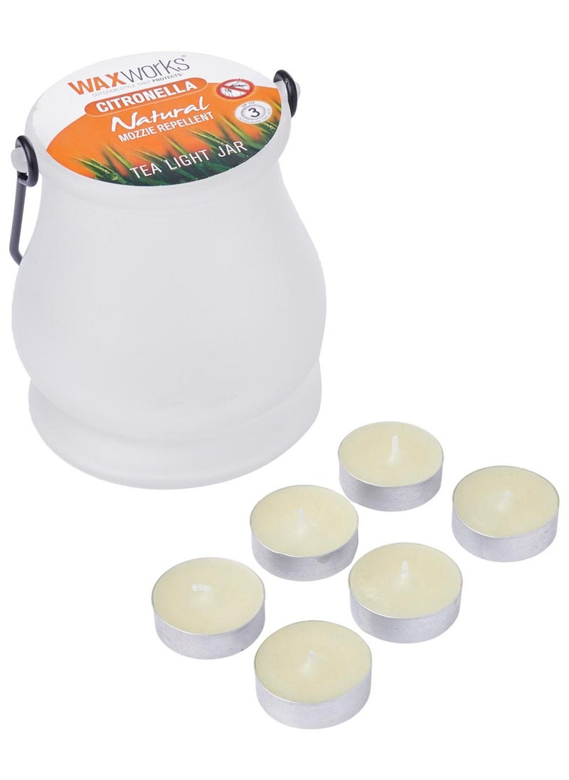 Waxworks - Citronella Natural Mozzie Repellent Tea Light Candle Jar - Image 1