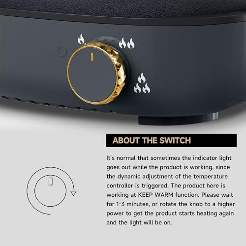 Dezin Hot Pot Electric with Divider, 4L Electric Shabu Shabu with Dual-Flavor Pot,3.7" Depth Nonstick Dual Side with Multi-Power Control for Party, Family and Friend Gathering - Image 4