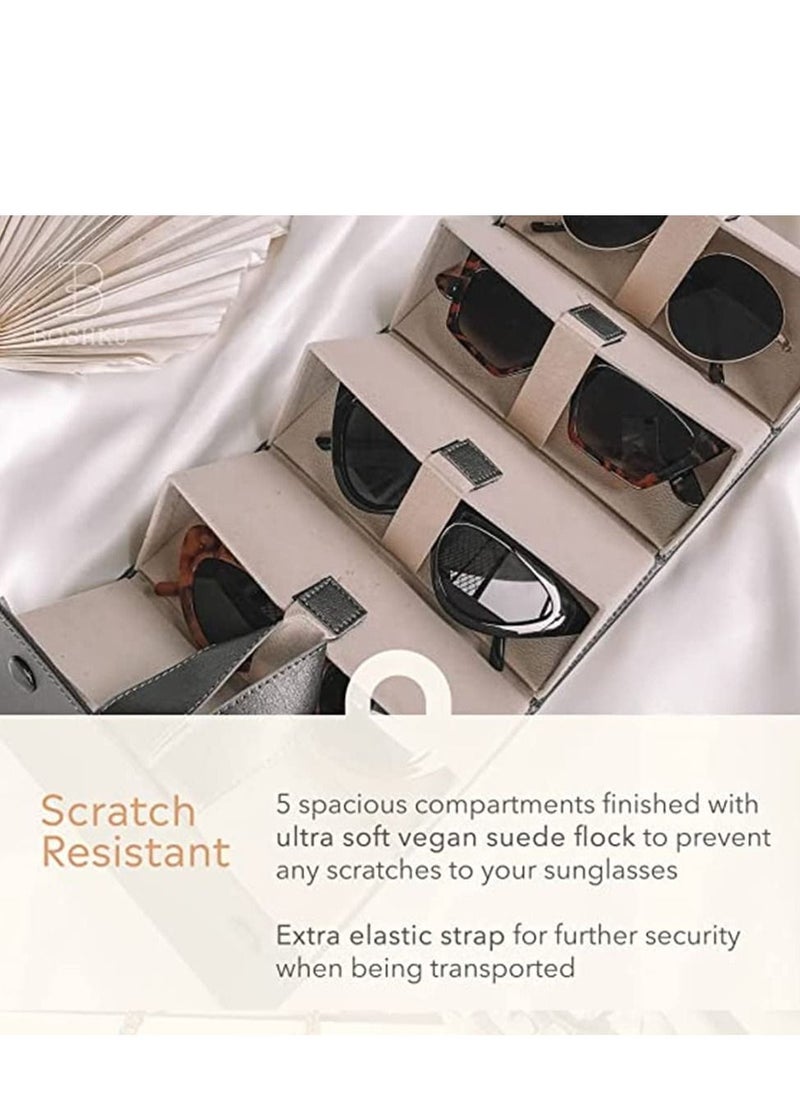 Arabest - Sunglasses Storage Case, Multi Slot Travel Sunglasses Case, Travel Eyeglasses Case Storage 5 Slots, Foldable Eyeglasses Frame Case, Women's Men's Eyeglasses Display Case - Image 1