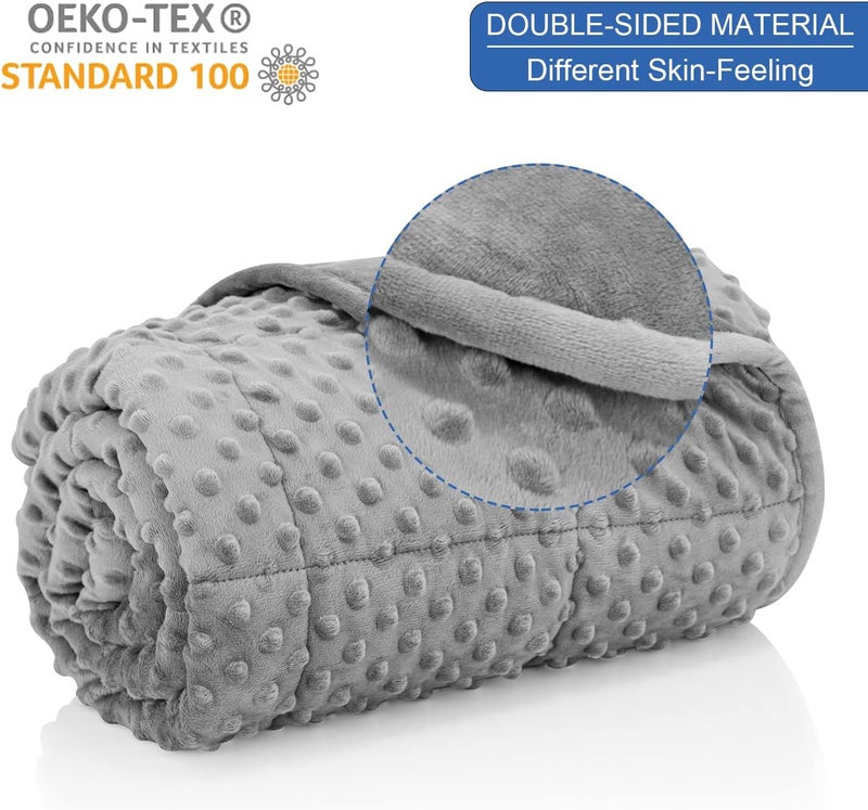 Huloo Sleep هولو سليب ويتيد بلانكيت كوين ( Weighted Blanket Queen)، وزن 15 رطل، للبالغين (مقاس 60" × 80")، لون رمادي، بلانكيت ناعم وقابل للتنفس من نوع مينكي، مناسب لجميع الفصول، بلانكيت ثقيل مزود بخرز زجاجي عالي الجودة. - Image 2