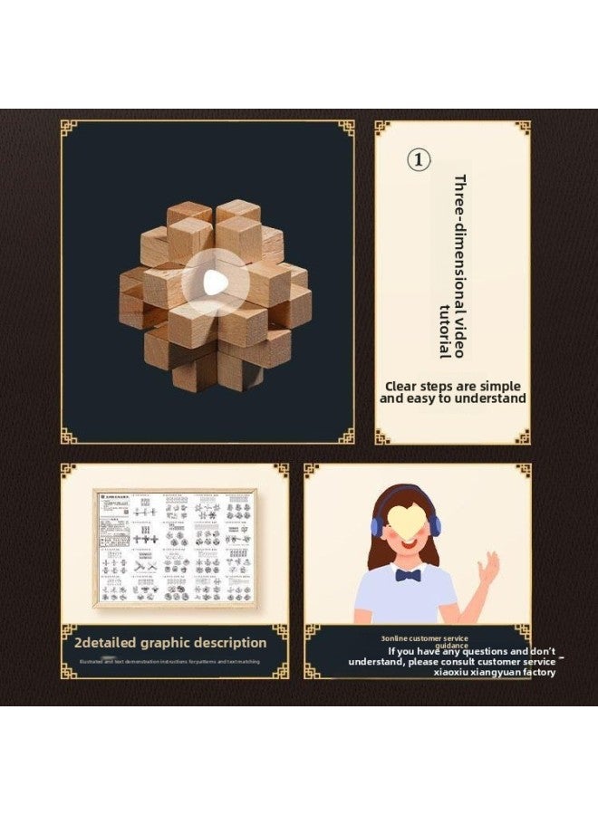 Loquat Luban Lock Kongming Lock Full Set Of Children's Assembled Toys Adult Intelligence Mortise And Tenon Building Blocks Difficulty 8-12 Years Old-Color:【six-piece Set Of Four】 Recommended Package For Ju - Image 4