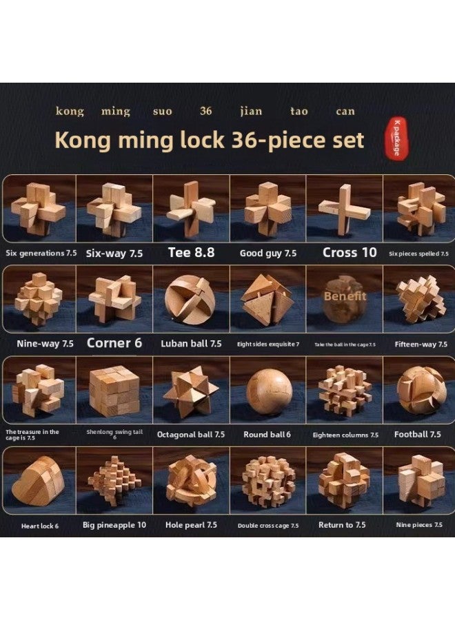 Loquat Luban Lock Kongming Lock Full Set Of Children's Assembled Toys Adult Intelligence Mortise And Tenon Building Blocks Difficulty 8-12 Years Old-Color:【six-piece Set Of Four】 Recommended Package For Ju - Image 3