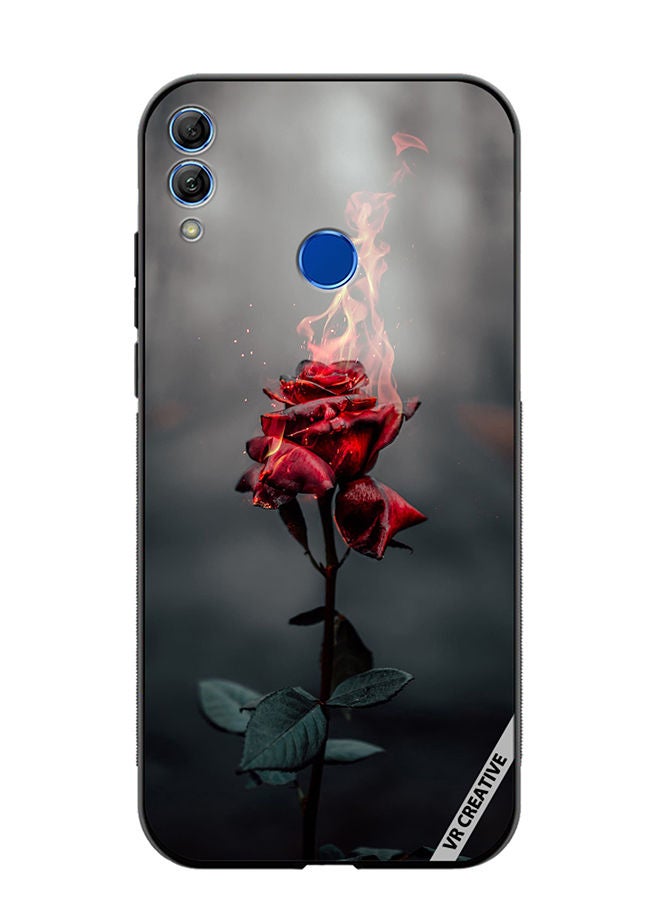 Protective Case Cover For Honor 10 Lite Burning Rose Design Multicolour