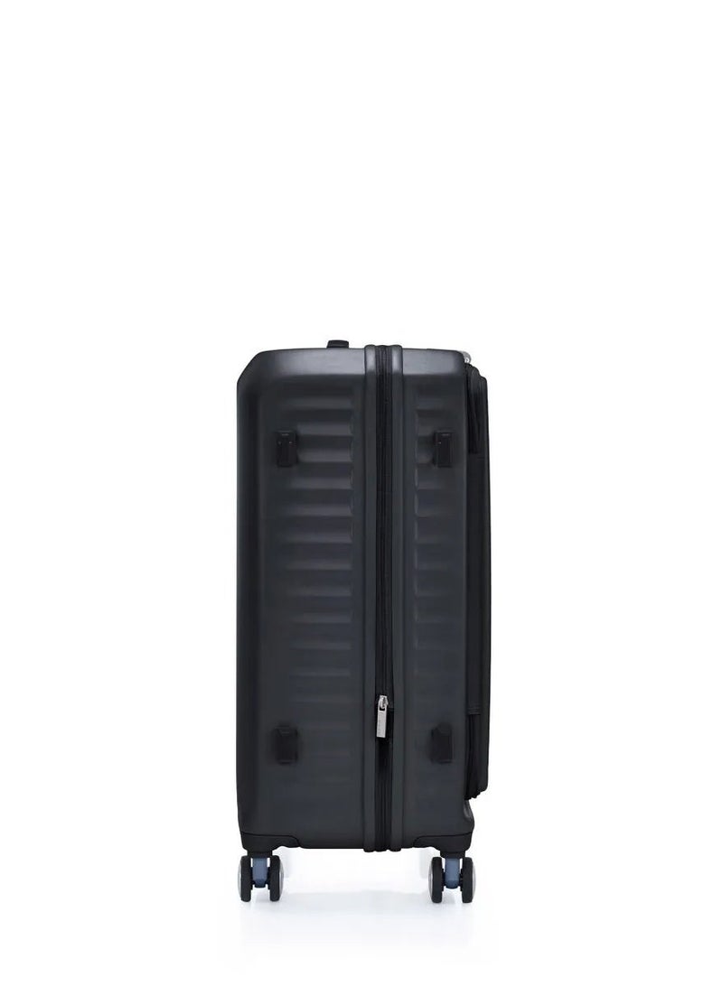 AMERICAN TOURISTER Frontec Suitcase, Check-In Size 68 cm / 25 inch, 4 Spinner Wheels, Hard Top, Polycarbonate, Black|Expandable|Book Opening|2-in-1 Optimov™ + STEPause™ Shock Absorbing Wheels|TSA 008 Lock|DuoSaf™ Security Zipper - 3 Years International Warranty - Image 3