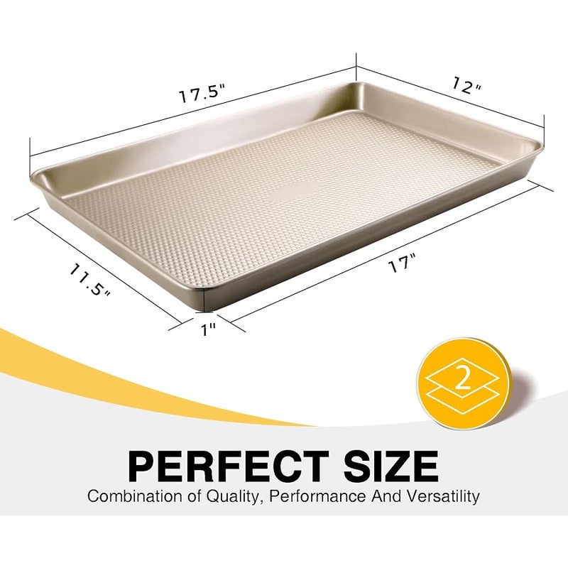 HONGBAKE 2 Pack Half Sheet Baking Pans,Non Stick Baking Sheet for Oven, 57% Thicker Carbon Steel Cookie Sheets for baking, 17.5 x 12 Cookie Trays - Image 3