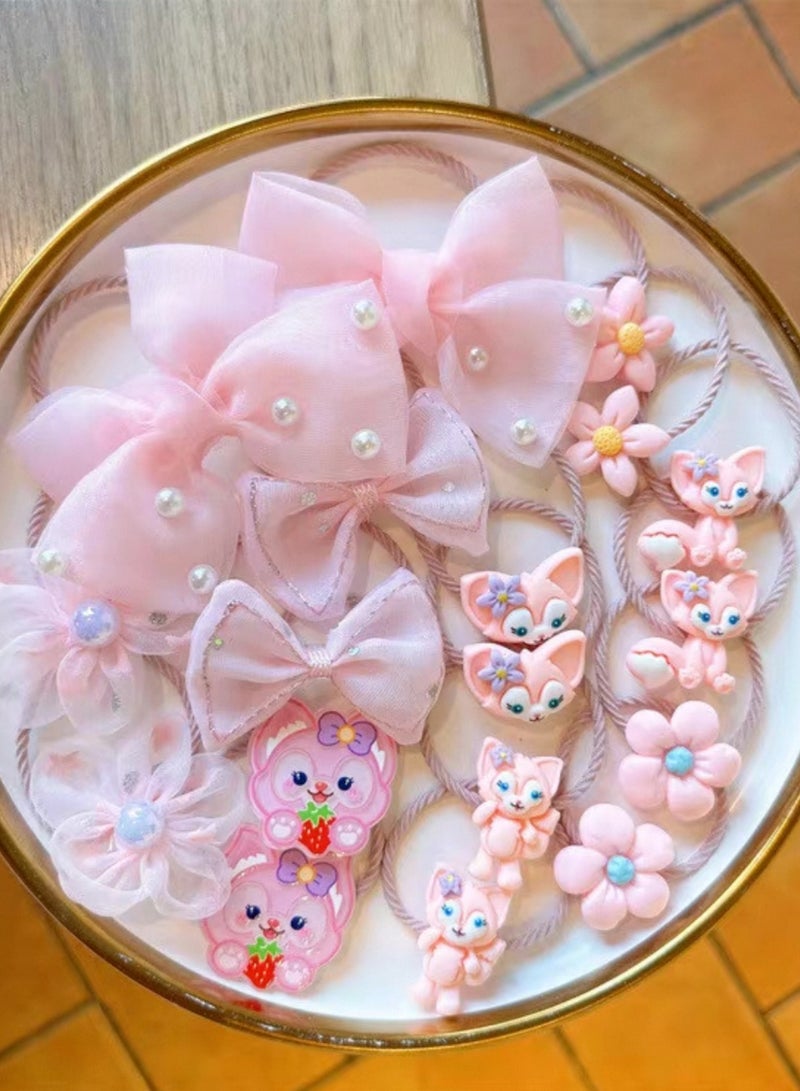 فرقة مطاطية أطفال Pink Binle Belle Girl لا تلحق الضرر بالشعر ، ولديها مرونة جيدة ، ومجموعة من 18 قطعة - Image 2