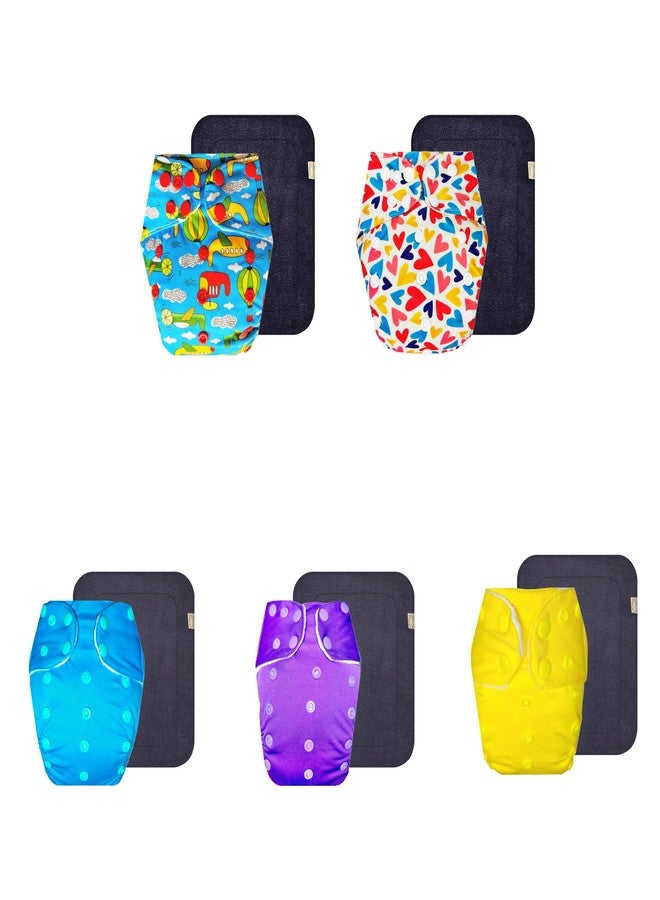 Dumbledo Premium Cloth Diaper with Gray Insert (Pack of 5) | Hypoallergenic | Breathable | Quick Dry | Worry-Free Diapering | 3 Months - 3 Years | Unisex Baby - Image 1