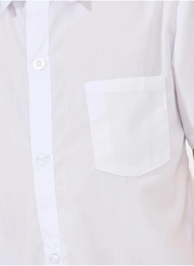 ستايلي Styli Solid Front Pocket Short Sleeves Shirt