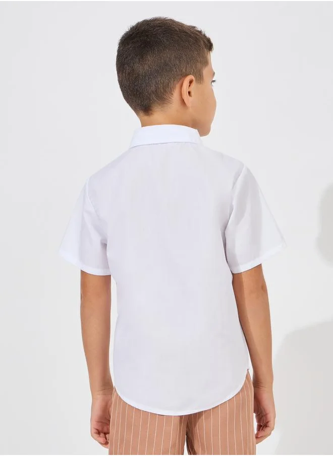 ستايلي Styli Solid Front Pocket Short Sleeves Shirt