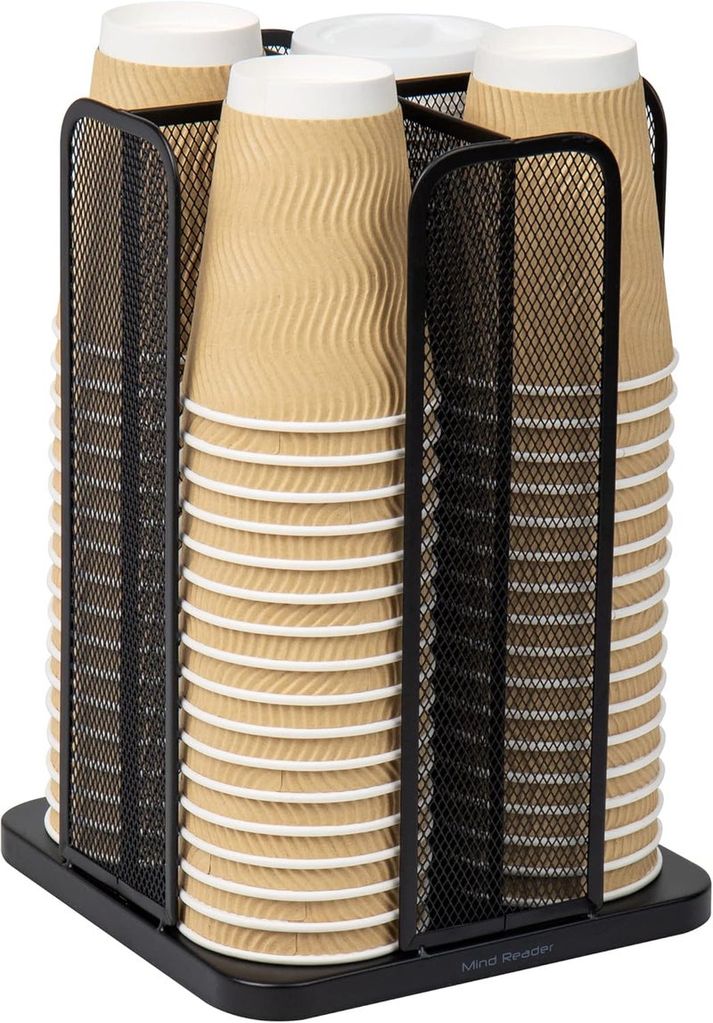 Mind Reader Carousel 4 Compartment Cup and Lid Organizer, Black Mesh - Image 1