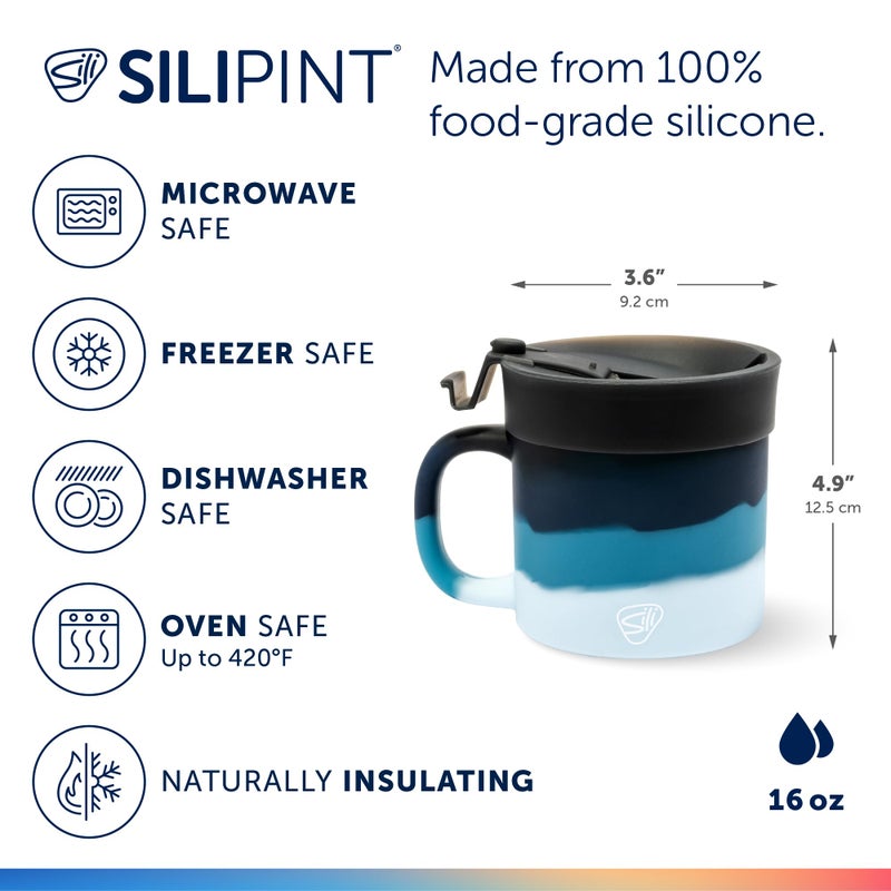 Silipint 16oz Silicone Coffee Mug Tumbler with Flip Lid â€“ Unbreakable Dishwasher Safe Microwave Oven & Freezer Compatible â€“ Non-Toxic Reusable Cup for Hot Coffee Tea or Cold Drinks (Moon Beam) - Image 2
