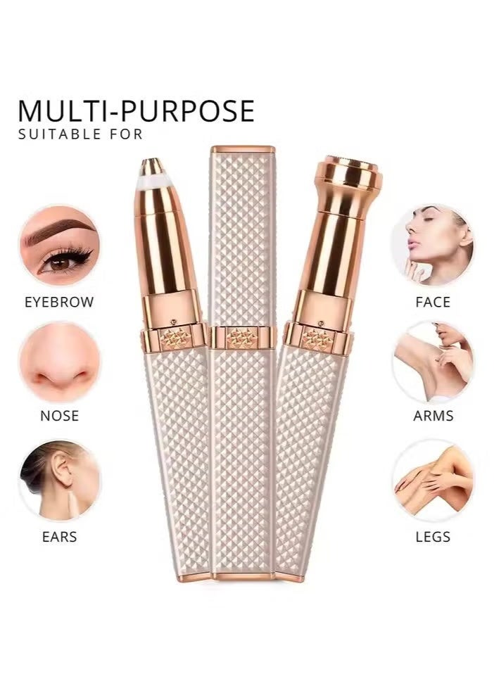 BLAWLESS 2 in 1 Facial Women Hair Remover Eyebrow Trimmer Rechargeable Painless Precision Lipstick Style Razor Trimmer for Facial Body Hair Shaver for Lips Nose Chin Face - Image 2