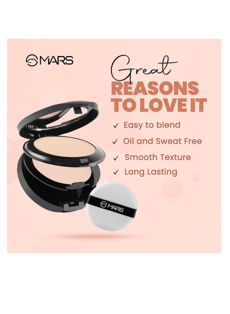مارس ووندر 2 في 1 مضغوطة مع مرآة وبودرة منفوخة للزيت والتحكم في العرق، بودرة مضغوطة تدوم طويلاً، 16 جرام، لون 03 - Image 2