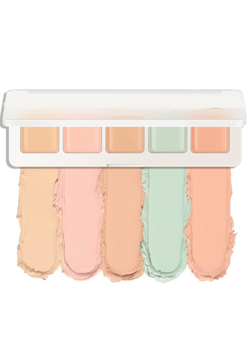 KASTWAVE 5 Colors Correcting Concealer Palette Face Contouring Highlighter Pallet Kit Products Pallet Color Corrector Cream for Dark Circles Blemish Even Skin Tone Waterproof Long Lasting - Image 1