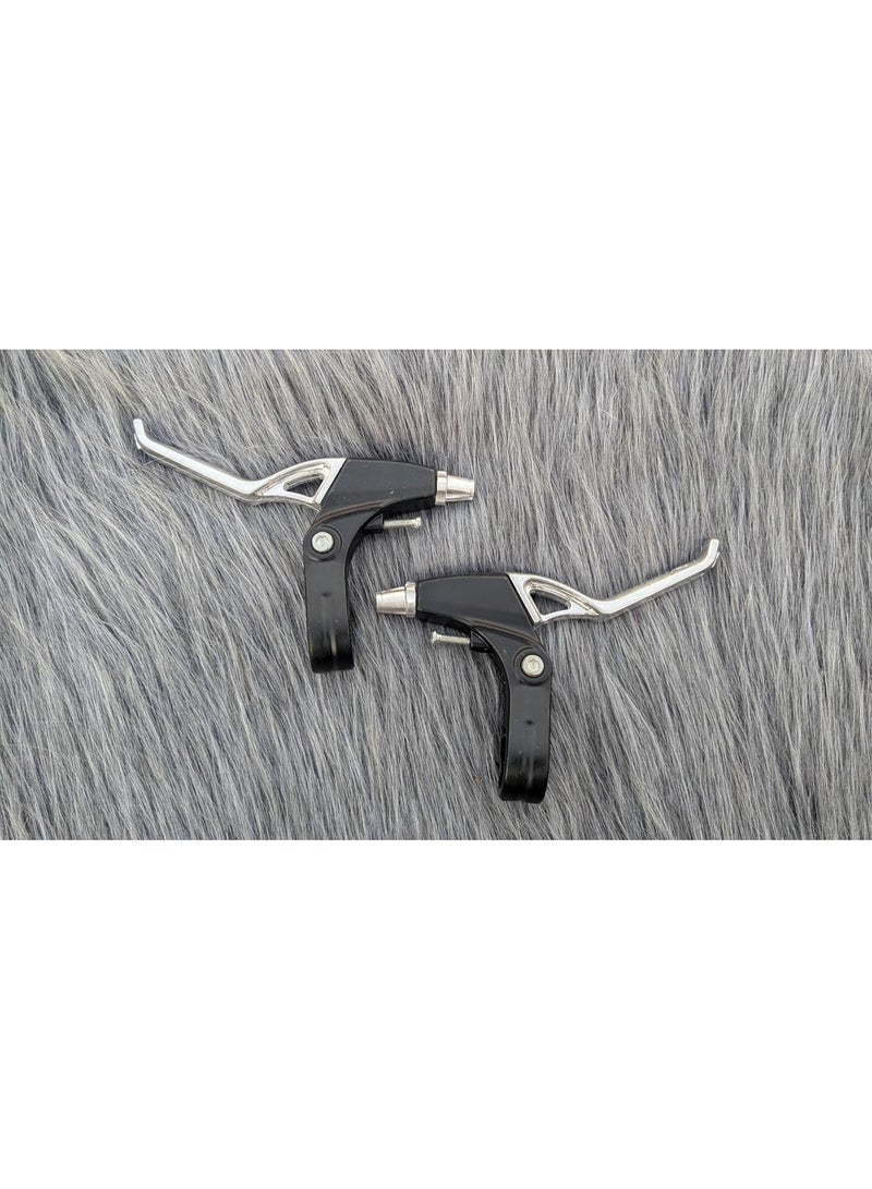 مقبض فرامل معدني للدراجة، يمين ويسار، متوافق مع مختلف أنواع المقود، أسود وفضي - Image 3