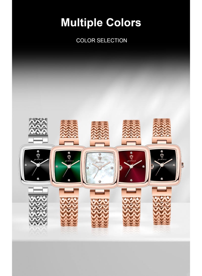 جوهوس ساعة نسائية، سوار من الفولاذ المقاوم للصدأ، ساعة يد كلاسيكية فاخرة تعمل بالكوارتز ومقاومة للماء - 28 مم - Image 5