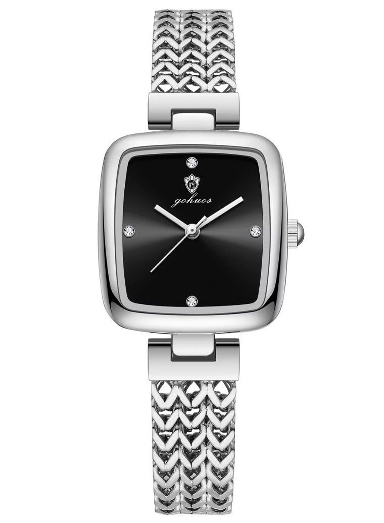 جوهوس ساعة نسائية، سوار من الفولاذ المقاوم للصدأ، ساعة يد كلاسيكية فاخرة تعمل بالكوارتز ومقاومة للماء - 28 مم - Image 3
