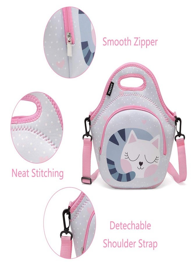 VASCHY Lunch Bag for Girls, Insulated Neoprene Lightweight Lunch Box Bag for Children Boys and Girls School Daycare Kindergarten Cats - Image 3