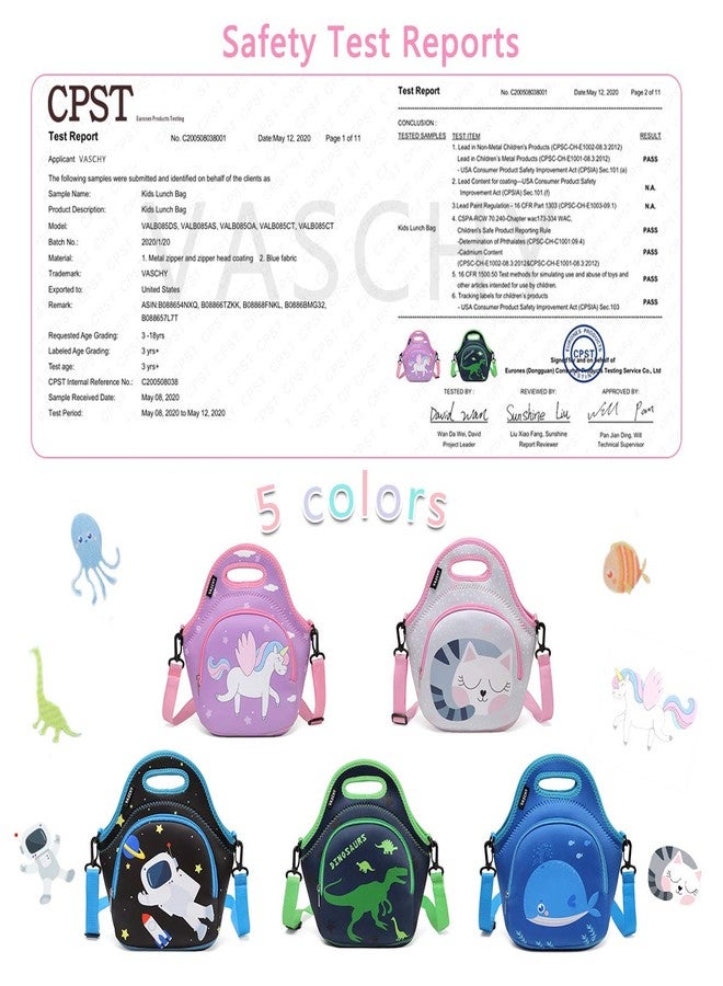 VASCHY Lunch Bag for Girls, Insulated Neoprene Lightweight Lunch Box Bag for Children Boys and Girls School Daycare Kindergarten Cats - Image 2