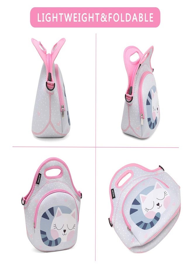 VASCHY Lunch Bag for Girls, Insulated Neoprene Lightweight Lunch Box Bag for Children Boys and Girls School Daycare Kindergarten Cats - Image 4