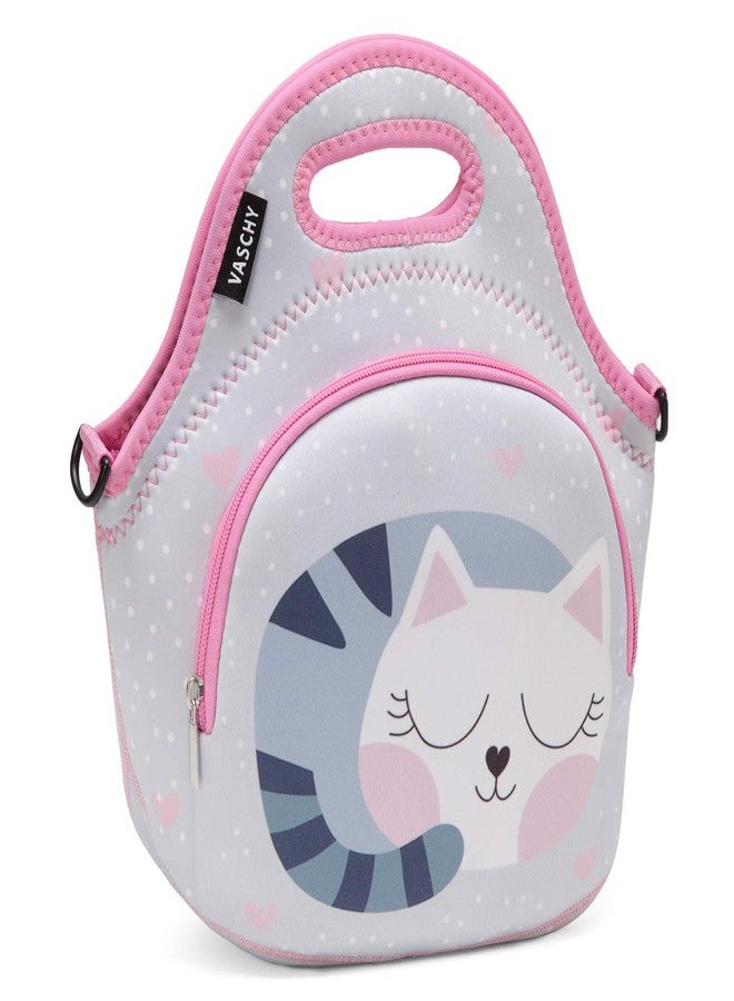 VASCHY Lunch Bag for Girls, Insulated Neoprene Lightweight Lunch Box Bag for Children Boys and Girls School Daycare Kindergarten Cats - Image 1