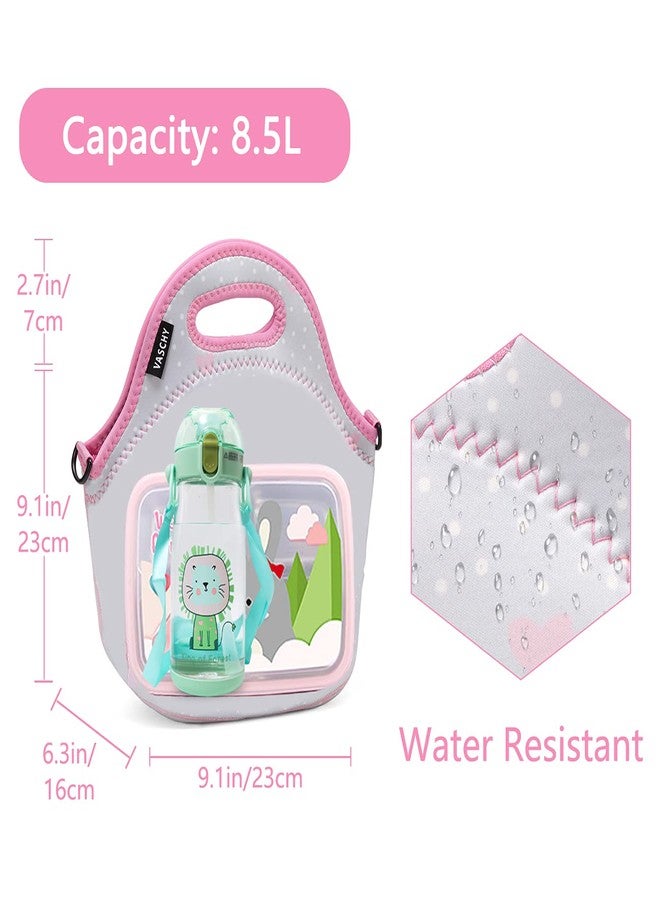 VASCHY Lunch Bag for Girls, Insulated Neoprene Lightweight Lunch Box Bag for Children Boys and Girls School Daycare Kindergarten Cats - Image 5