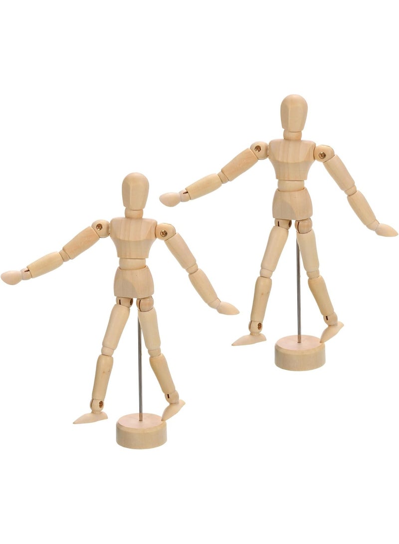 PPS TRADING 30 CM Artists Wooden Manikin Flexible Jointed Mannequin Perfect for Office Decoration/Drawing The Human Figure Artists Sketch  Home Desk Decoration Children Toys 2pcs - Image 1