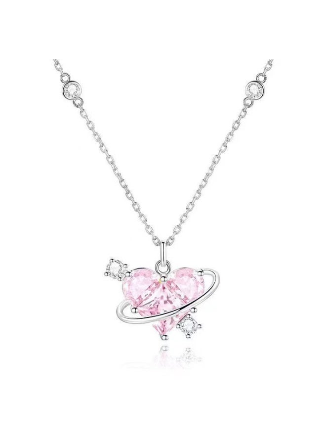 Goolsky Heart Planet Necklace for Girls – Romantic Love Pendant Cute Dainty Adjustable Chain Jewelry, Birthday Friendship Gift for Students & Teens - Image 1