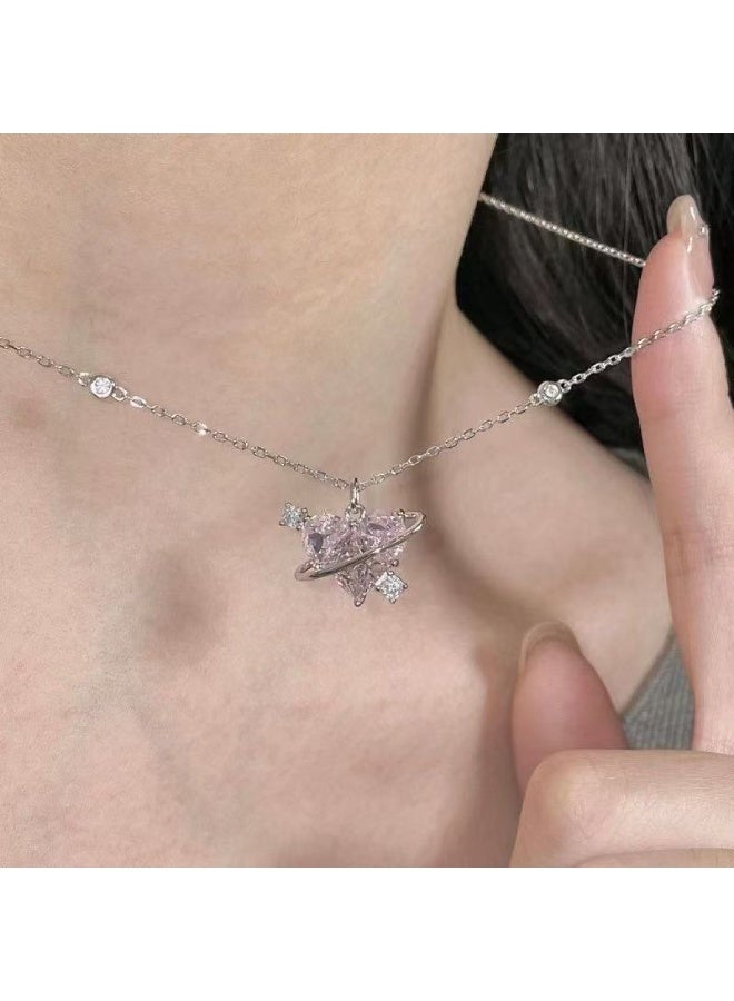 Goolsky Heart Planet Necklace for Girls – Romantic Love Pendant Cute Dainty Adjustable Chain Jewelry, Birthday Friendship Gift for Students & Teens - Image 2