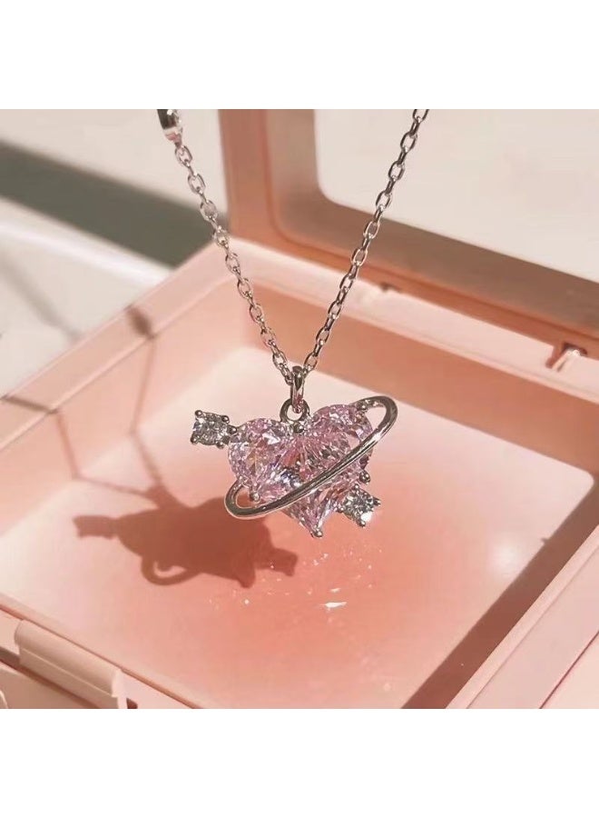 Goolsky Heart Planet Necklace for Girls – Romantic Love Pendant Cute Dainty Adjustable Chain Jewelry, Birthday Friendship Gift for Students & Teens - Image 4