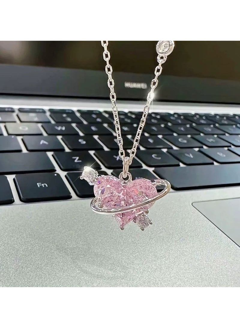 Goolsky Heart Planet Necklace for Girls – Romantic Love Pendant Cute Dainty Adjustable Chain Jewelry, Birthday Friendship Gift for Students & Teens - Image 5