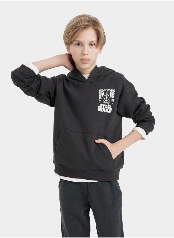 DeFacto Regular Fit Graphic Print Hooded Sweatshirt by Styli  - Image 4