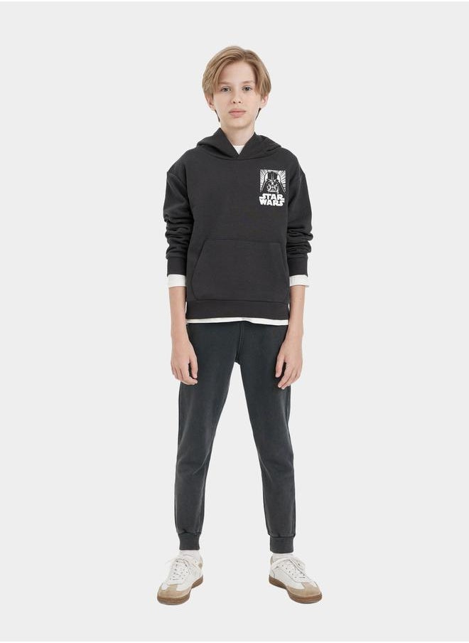 DeFacto Regular Fit Graphic Print Hooded Sweatshirt by Styli  - Image 2