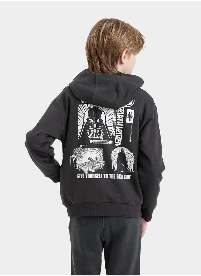 DeFacto Regular Fit Graphic Print Hooded Sweatshirt by Styli  - Image 3