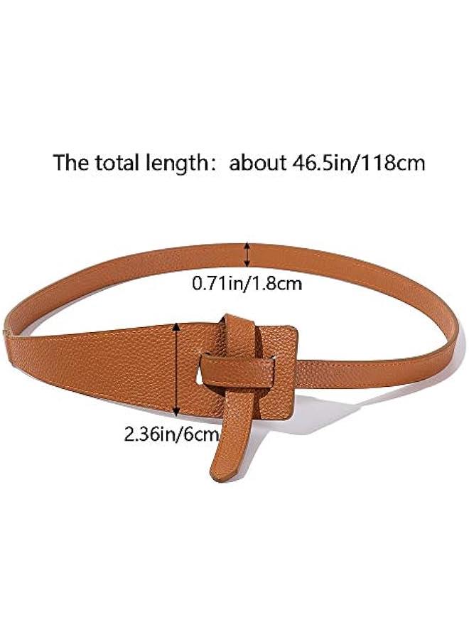 2pcs Ladies Belt Leather Belt Leather Tie Belt Knot Wide Belt Is Suitable For Jeans And Pants Jacket Dress - Image 4