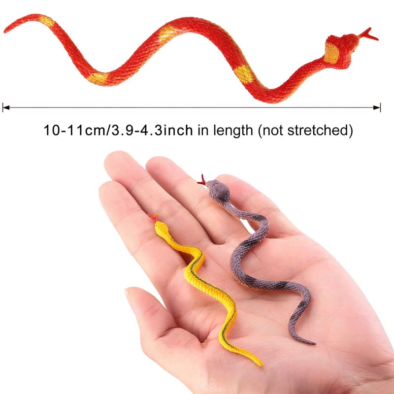 Blulu 24 Pieces Small Plastic Snakes Realistic Rubber Fake Snake 4 Inch Assorted Colorful Toys for Garden Prank Prop Scare Birds Halloween Party Favors - Image 3