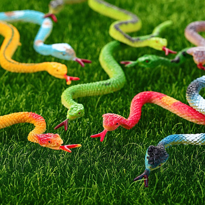 Blulu 24 Pieces Small Plastic Snakes Realistic Rubber Fake Snake 4 Inch Assorted Colorful Toys for Garden Prank Prop Scare Birds Halloween Party Favors - Image 4