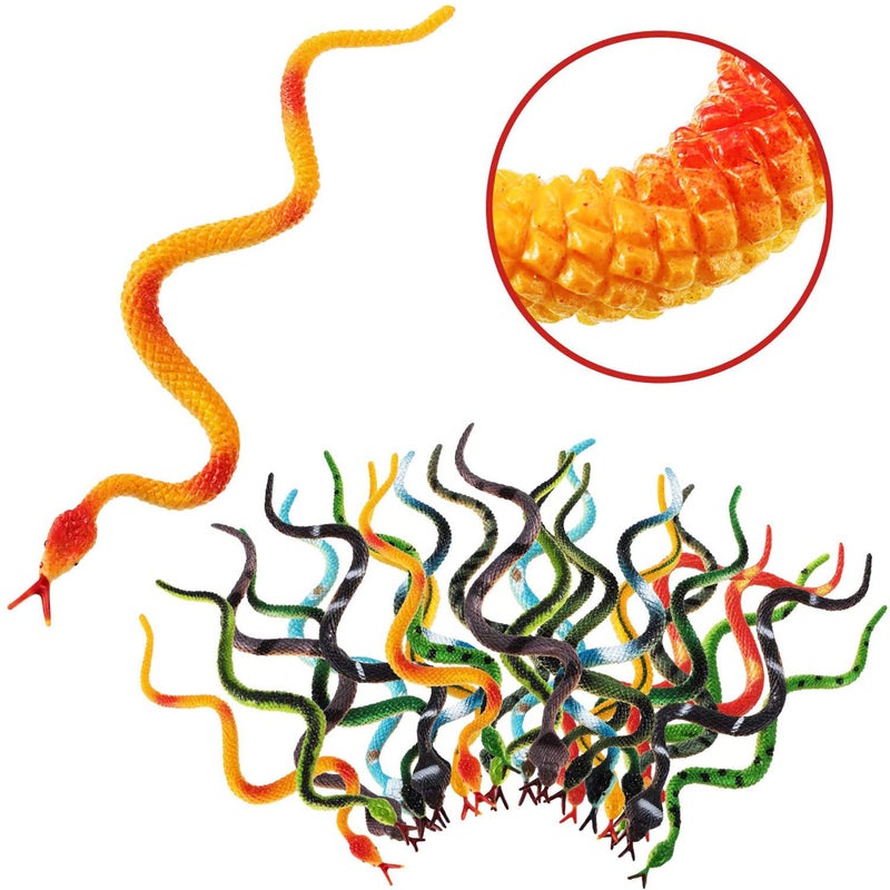 Blulu 24 Pieces Small Plastic Snakes Realistic Rubber Fake Snake 4 Inch Assorted Colorful Toys for Garden Prank Prop Scare Birds Halloween Party Favors - Image 2