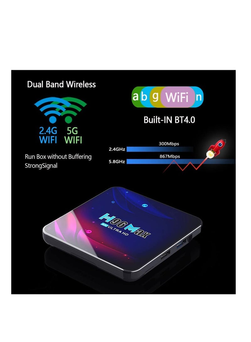 H96 Max Smart Android 11.0 TV Box HD 4GB RAM+64GB ROM 4K HD Youtube Google Play Wifi 2.4G5G Bluetooth Receiver  - Image 4