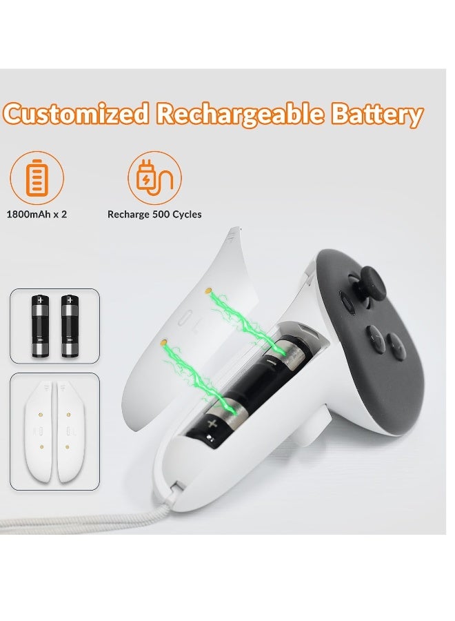 محطة شحن VR لـ Oculus/Meta Quest 3 - قاعدة شحن مزدوجة مع مؤشر LED لسماعة الرأس ووحدات التحكم باللمس، تتضمن بطاريتين قابلة لإعادة الشحن للشحن المتزامن. - Image 5