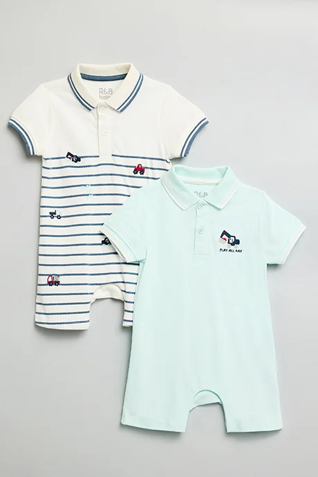 R&B 2 Pack Printed Rompers