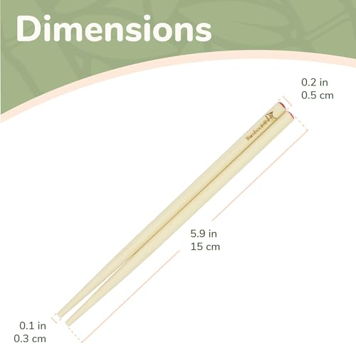BambooMN Premium 5.9" - Mini Bamboo Chopsticks, Pocket Sized, Smaller Sized for Training, and Travel - 6 Pairs - Image 2