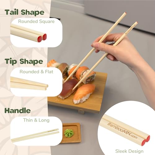 BambooMN Premium 5.9" - Mini Bamboo Chopsticks, Pocket Sized, Smaller Sized for Training, and Travel - 6 Pairs - Image 4