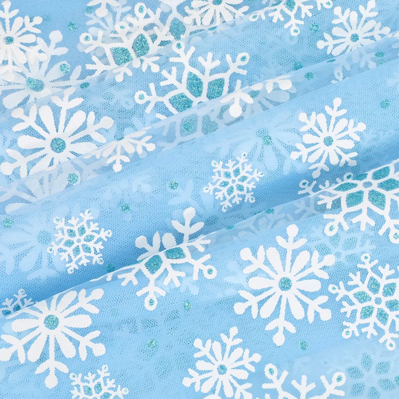 XEPST Princess Hooded Cape Blue Princess Cloak Sparkling Snowflake Cape Princess Fancy Dress Accessories Princess Dress Up for Halloween Christmas Costume Carnival Birthday Party Cosplay - Image 2