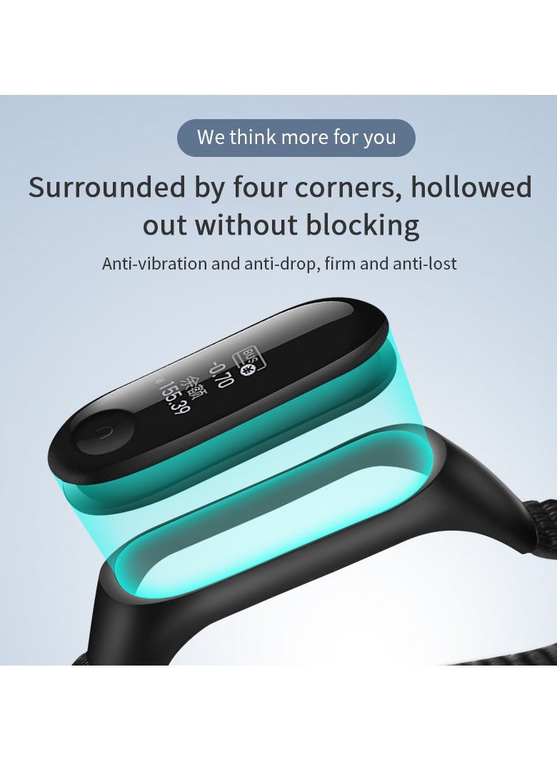 حزام نايلون متوافق مع سوار شاومي مي 7/6/5/4/3 سوار ناعم قابل للتعديل للرجال والنساء غراي - Image 3